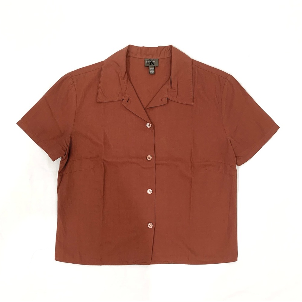 Vintage Calvin Klein Clay Brown Crop Button Down Shirt